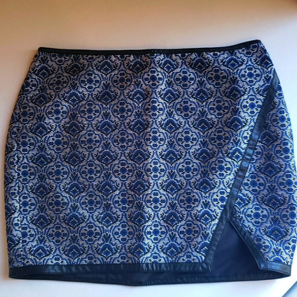 Express Silver and Faux Leather Miniskirt